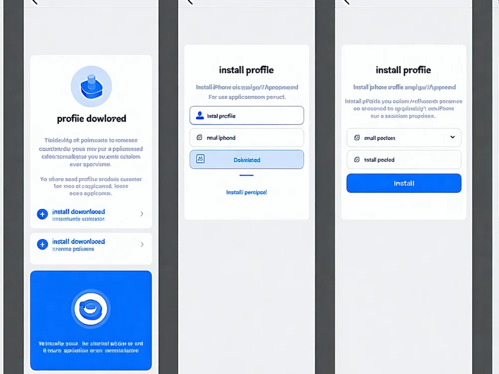 Hướng dẫn từng bước tải và cài đặt ứng dụng AE888 trên iPhone, minh họa các bước tin cậy nhà phát triển.