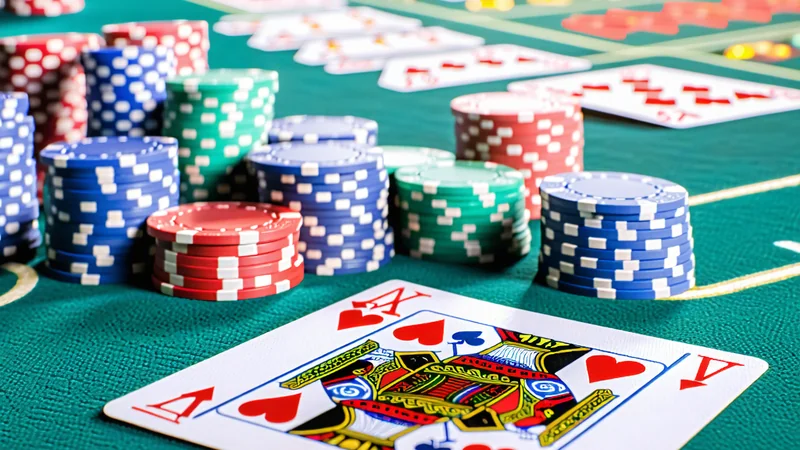 Bàn chơi Baccarat tại ae888 với các lá bài và chip cược