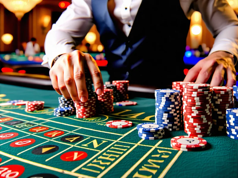 Hình ảnh sòng bạc trực tuyến ae888 với bàn chơi bài và dealer chuyên nghiệp