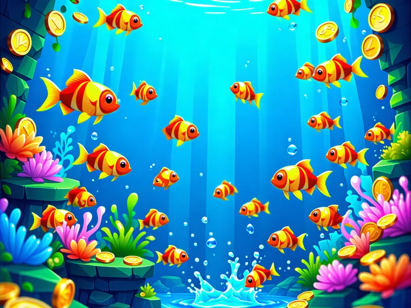 Hình ảnh trò chơi bắn cá ae888 với các loài cá đầy màu sắc và hiệu ứng sống động