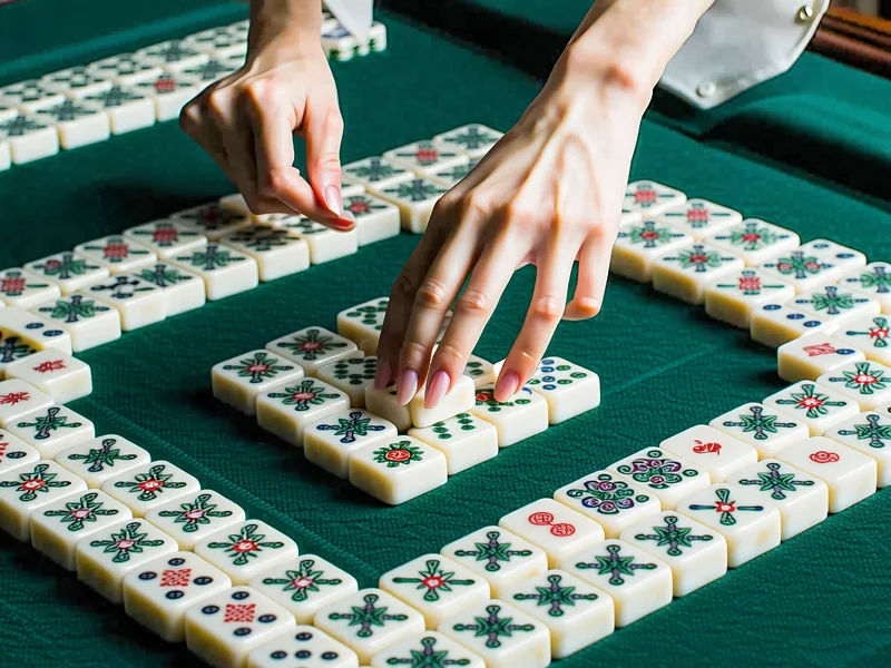 Hình ảnh trò chơi mạt chược ae888 với các quân bài mạt chược trên bàn chơi