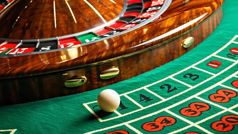 Bàn quay Roulette tại ae888 với quả bóng và các ô số