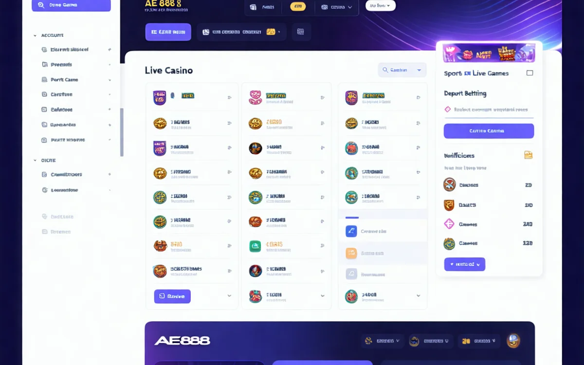 Giao diện sau khi đăng nhập ae888