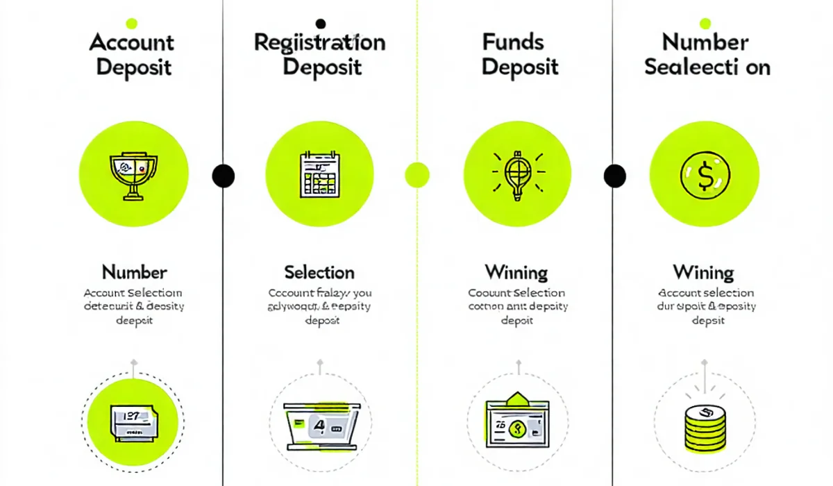 Hình ảnh minh họa các bước tham gia chơi xổ số tại ae888, từ đăng ký đến rút tiền, thể hiện quy trình dễ dàng và minh bạch