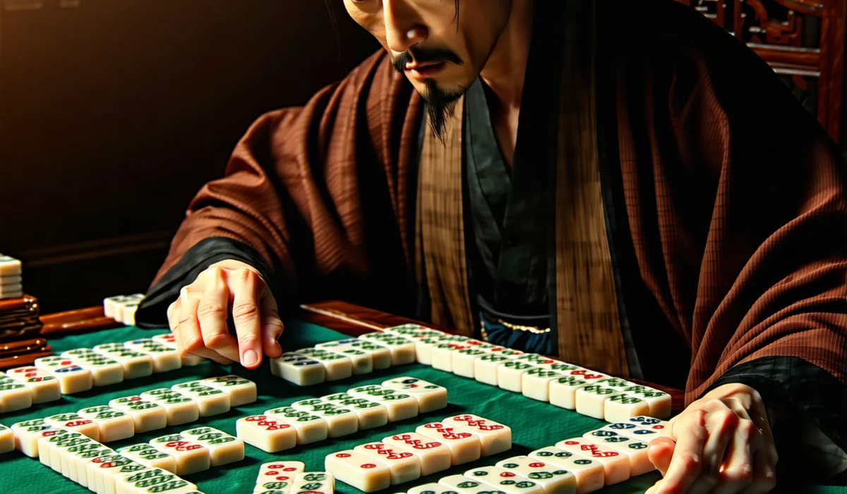 Người chơi mạt chược đang suy nghĩ chiến lược