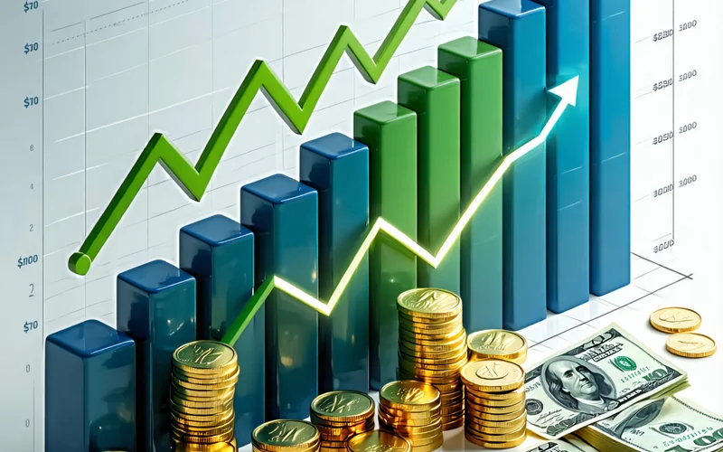 Hình ảnh biểu đồ tài chính hoặc tiền xu, tượng trưng cho việc quản lý vốn thông minh khi chơi xổ số ae888